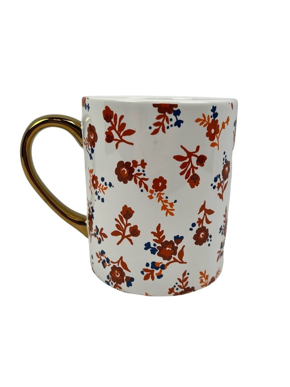 Martha Stewart Fall Floral Dishwasher Safe Coffee Mug with Gold Handle - NWT